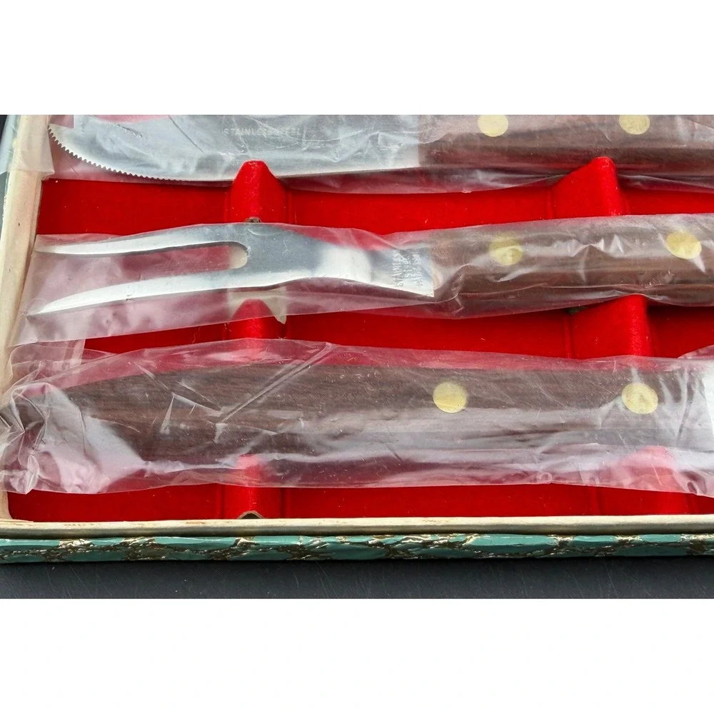 Vintage Stainless Steel 3pc Serving Set-Wood Handle, Cheese Pie Fork, Japan, NIB